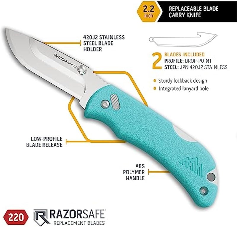 Outdoor Edge Razor Mini Folding Pocket Knife - Compact 2.2" EDC with RazorSafe Replaceable Blades - Perfect Small Everyday Carry - Includes 2 Replaceable Drop Point Blades - Great Gift for Women - Image 2